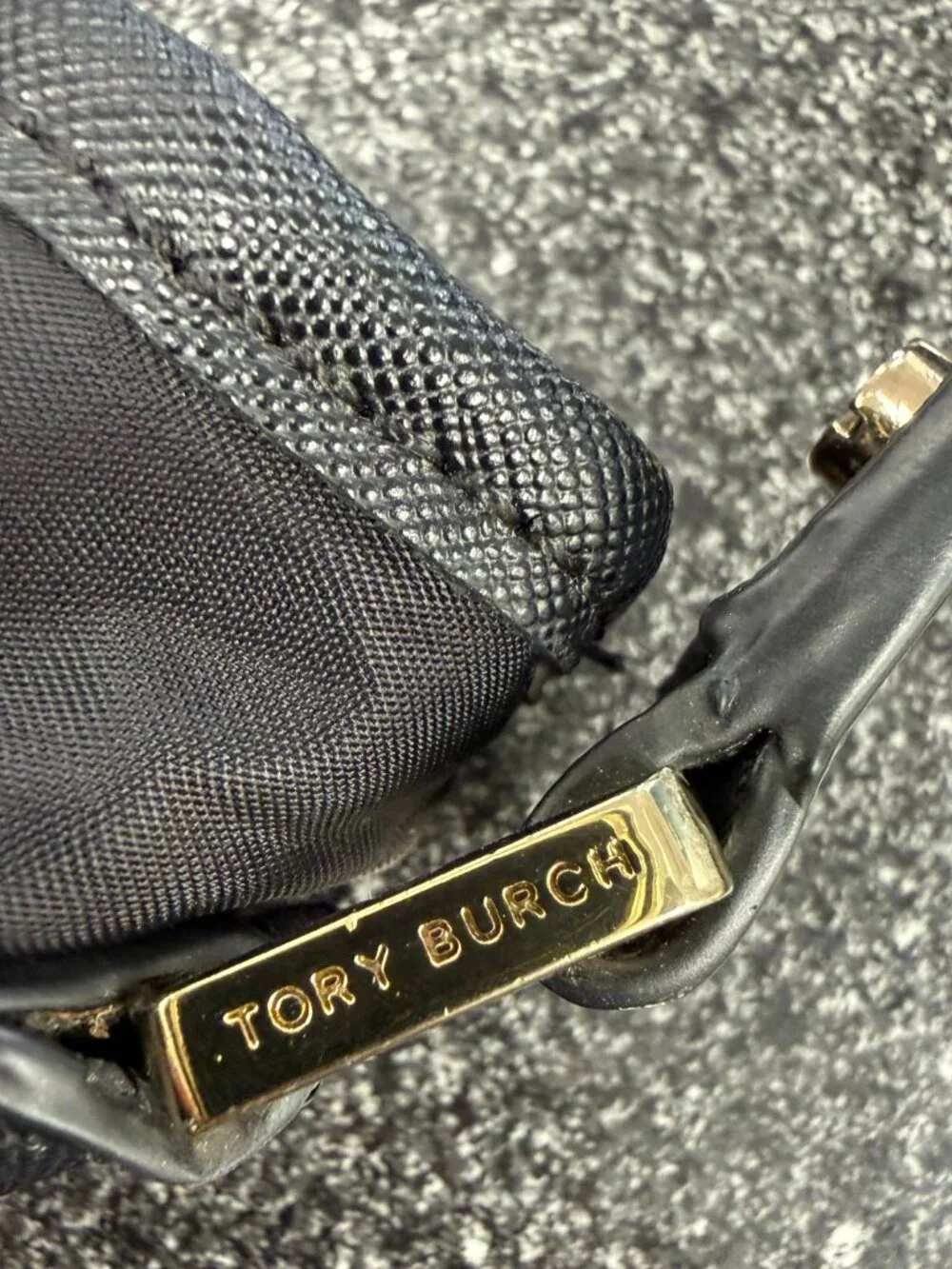Tory Burch Stacked Logo Hobo Black Nylon Shoulder Bag